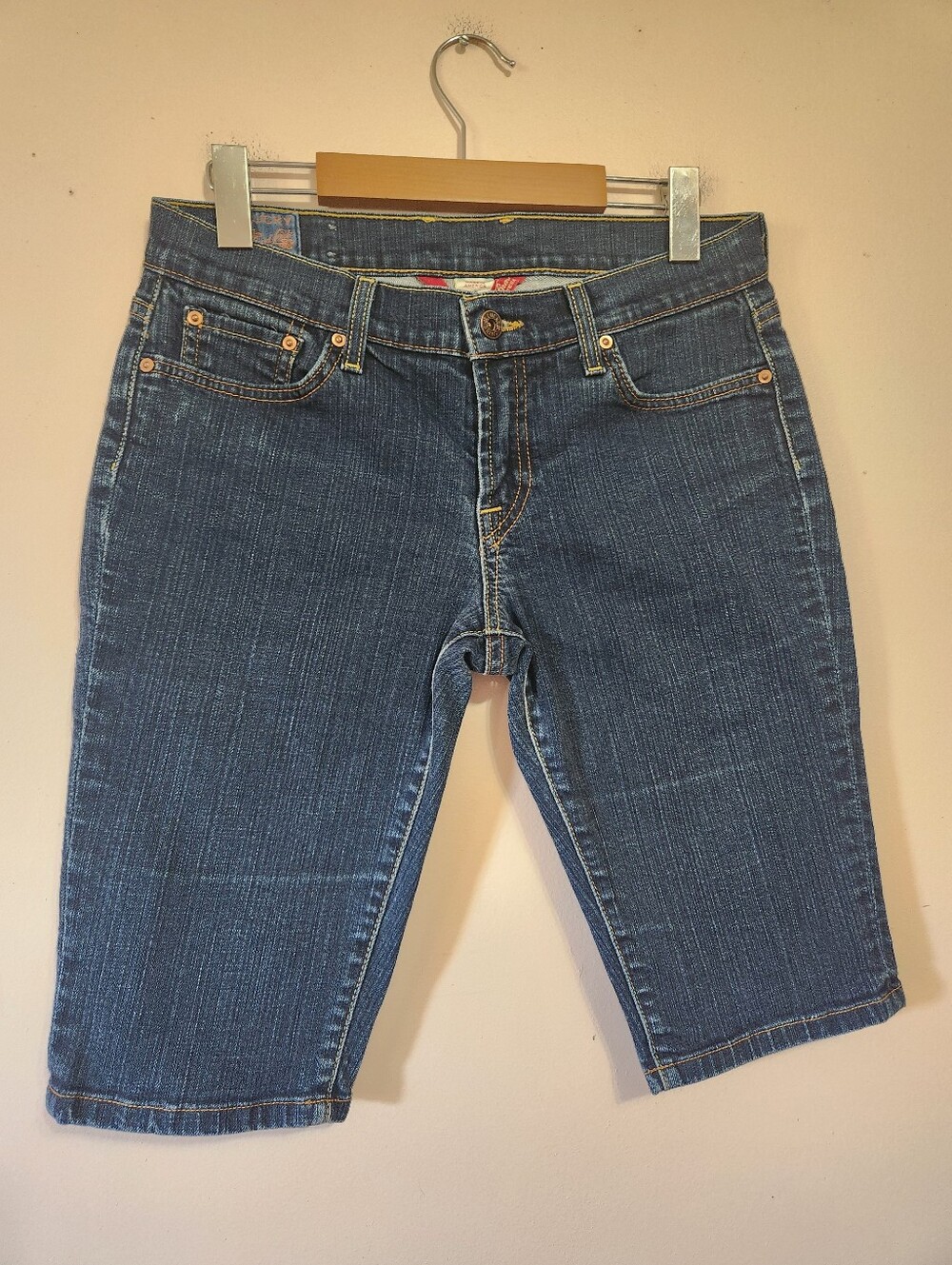 Vintage Lucky Brand Dungarees Sundown Straight Bermuda Shorts 8/29 Low Rise Y2K
